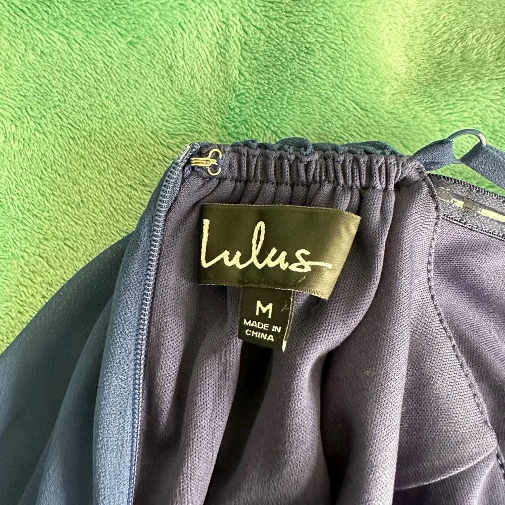 NAVY BLUE OPEN BACK DRESS - Picture 3 of 4